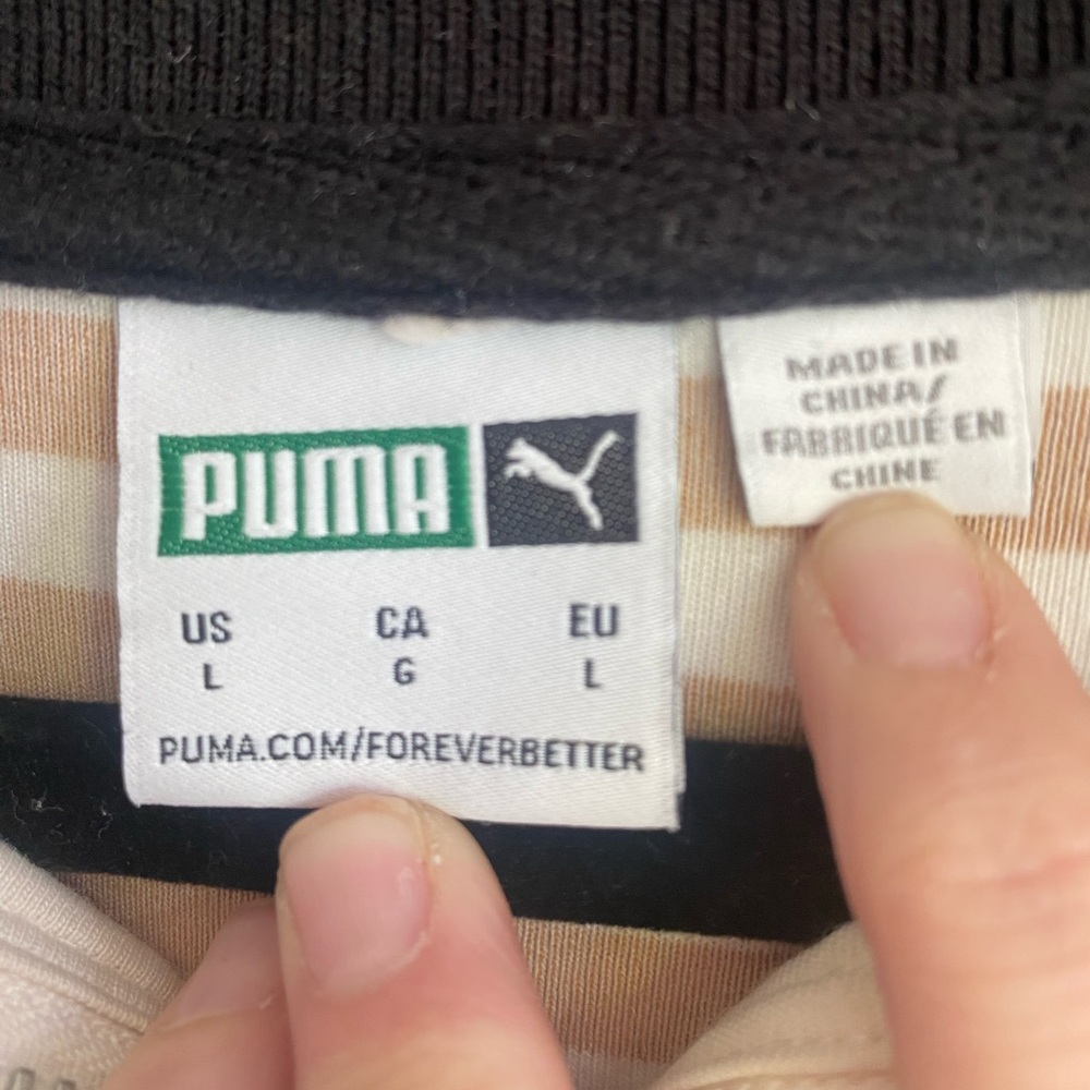 Puma Downtown Velour Orange and White Stripped Long Sleeve-Size Polo-Size L - Picture 6 of 10